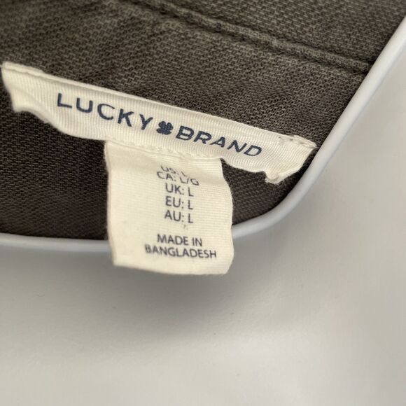 Lucky Brand Army Green Midi Shirt Dress Full Button Short Sleeve Collar Womens L - Picture 4 of 7